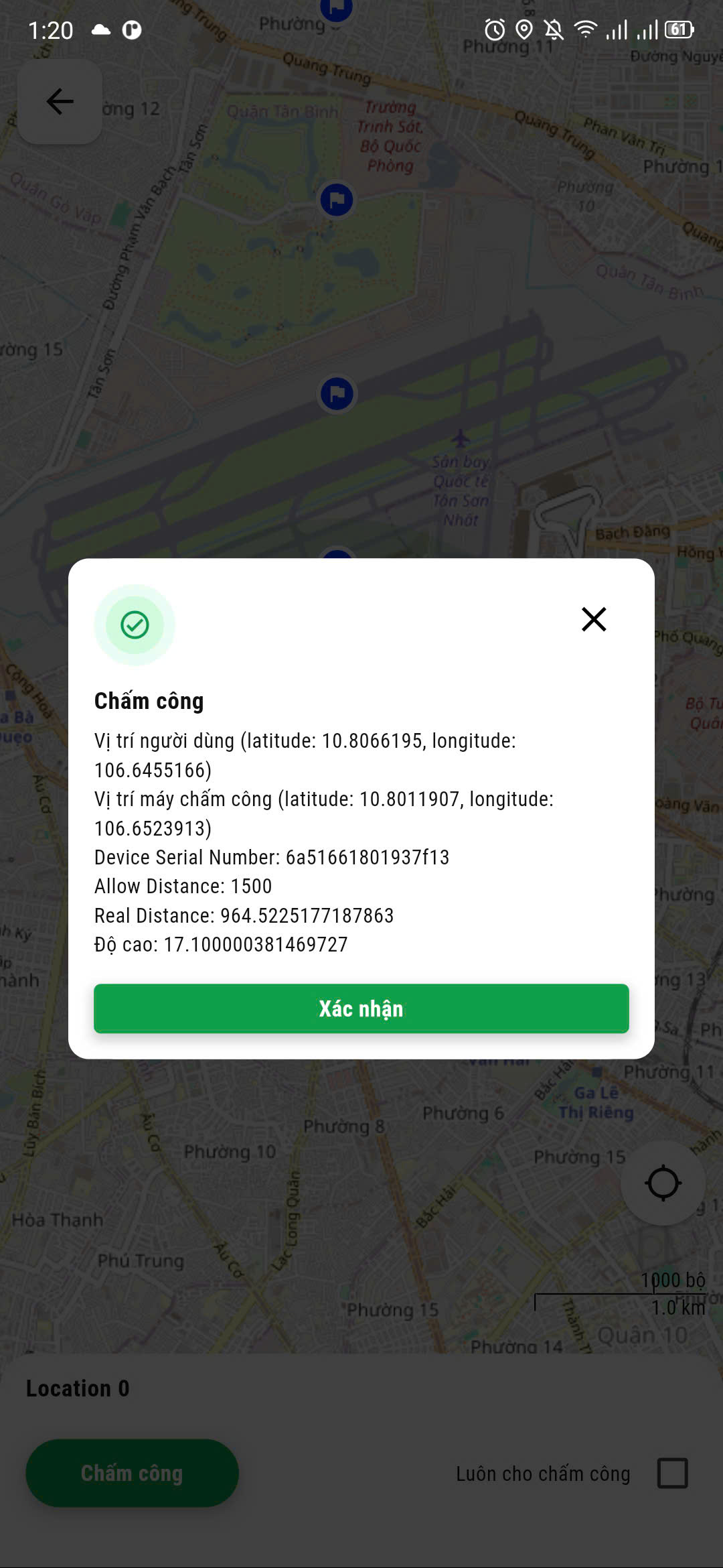Xác nhân Chấm công trên smartphone Xác nhân Chấm công trên smartphone